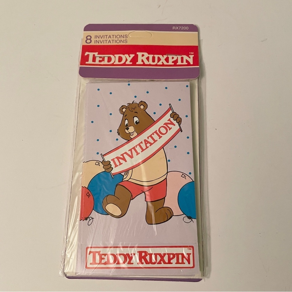 Vtg 1985 Teddy Ruxpin Birthday Invitations 8 Pack Sealed Alchemy II Retro 80s